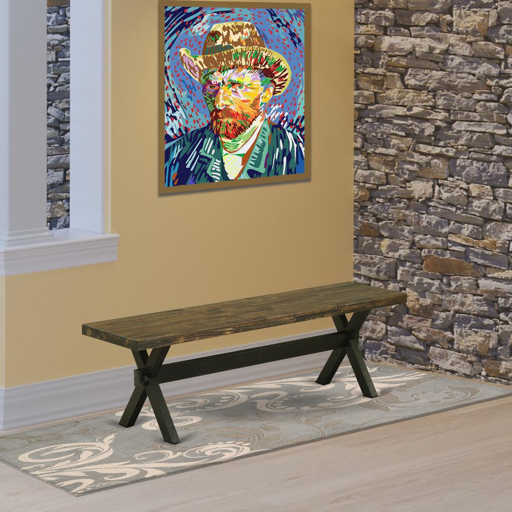 X-Style Modern Dining Room Bench with Wooden Seat