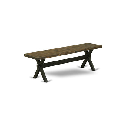 X-Style Modern Dining Room Bench with Wooden Seat