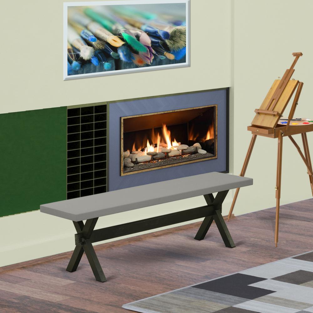 East West Furniture X-Style Modern Dining Room Bench with Wood Seat, 60x15x18 Inch, XB696