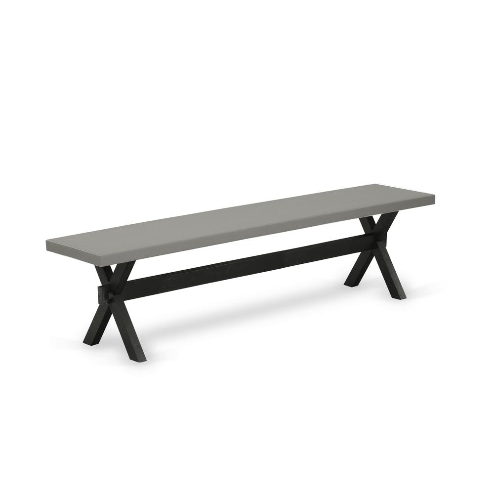 East West Furniture X2-697 3 Pc Small Dining Table Set for 4 - A Cement Dining Room Table with 2 Modern Benches - Stable and Durable Construction - Wire Brushed Black Finish