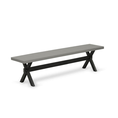East West Furniture X2-697 3 Pc Small Dining Table Set for 4 - A Cement Dining Room Table with 2 Modern Benches - Stable and Durable Construction - Wire Brushed Black Finish