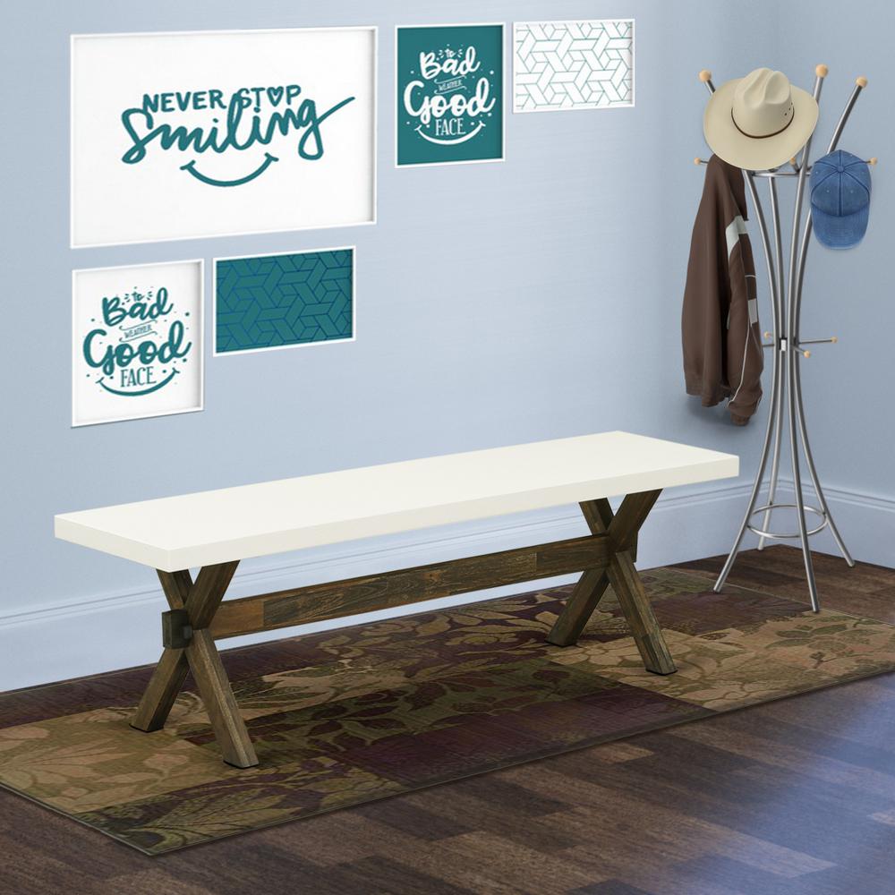 X-Style Mid Century Modern Dining Bench with Solid Wood Seat