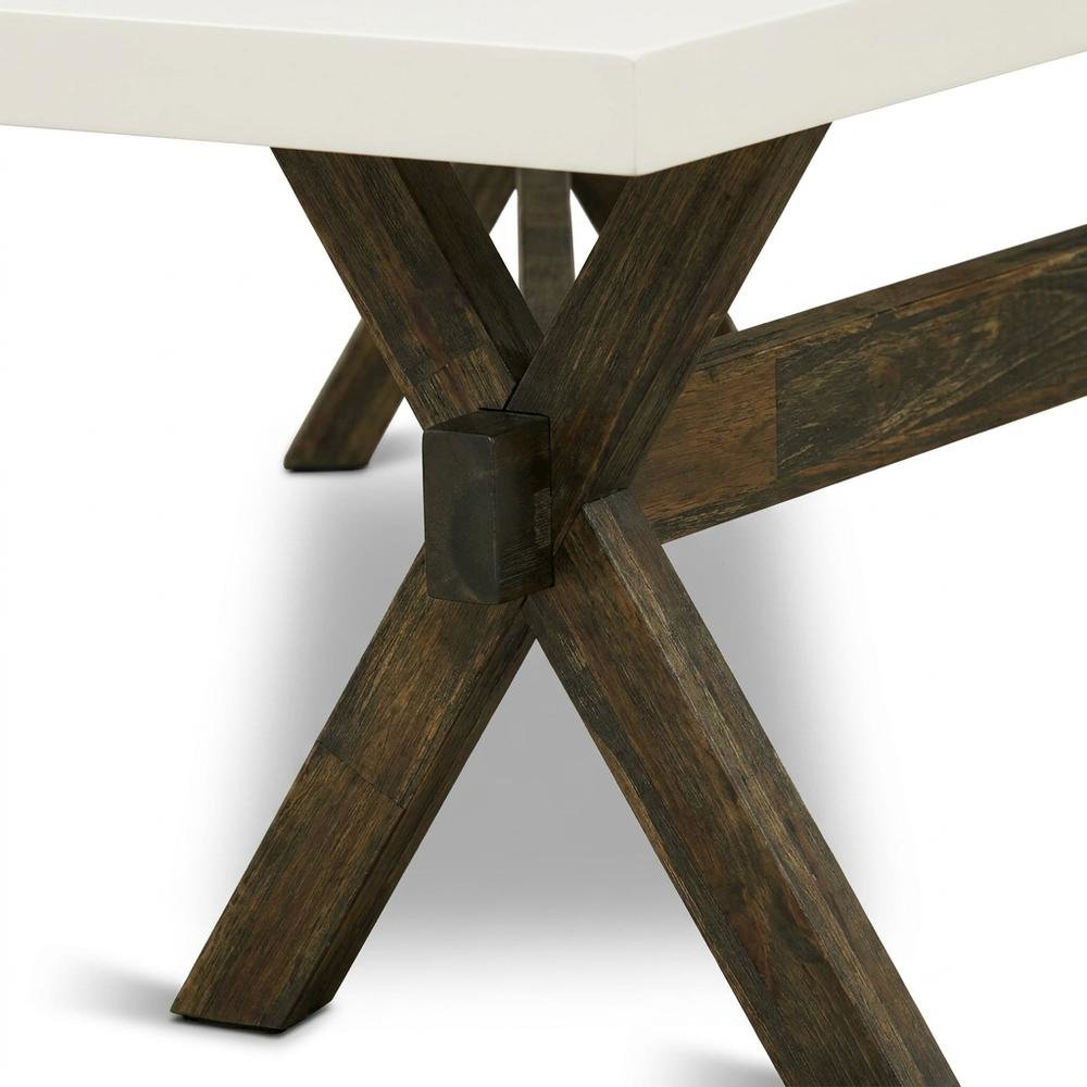 Solid Wood Dining Bench with X-Style Mid-Century Modern Base for Dining Room