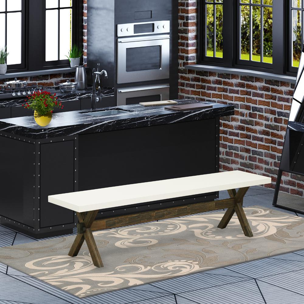 X-Style Modern Dining Bench with Solid Wood Seat