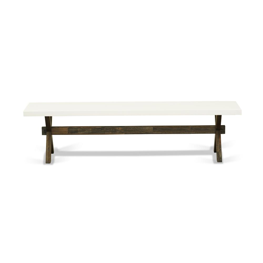 X-Style Mid Century Modern Dining Bench with Solid Wood Seat