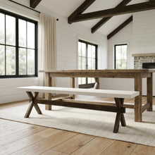 Solid Wood Dining Bench with X-Style Base for Dining Room
