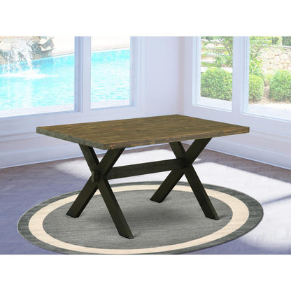 East West Furniture X-Style Dining Room Rectangle Solid Wood Table Top with Stylish Legs, 36x60 Inch, XT676