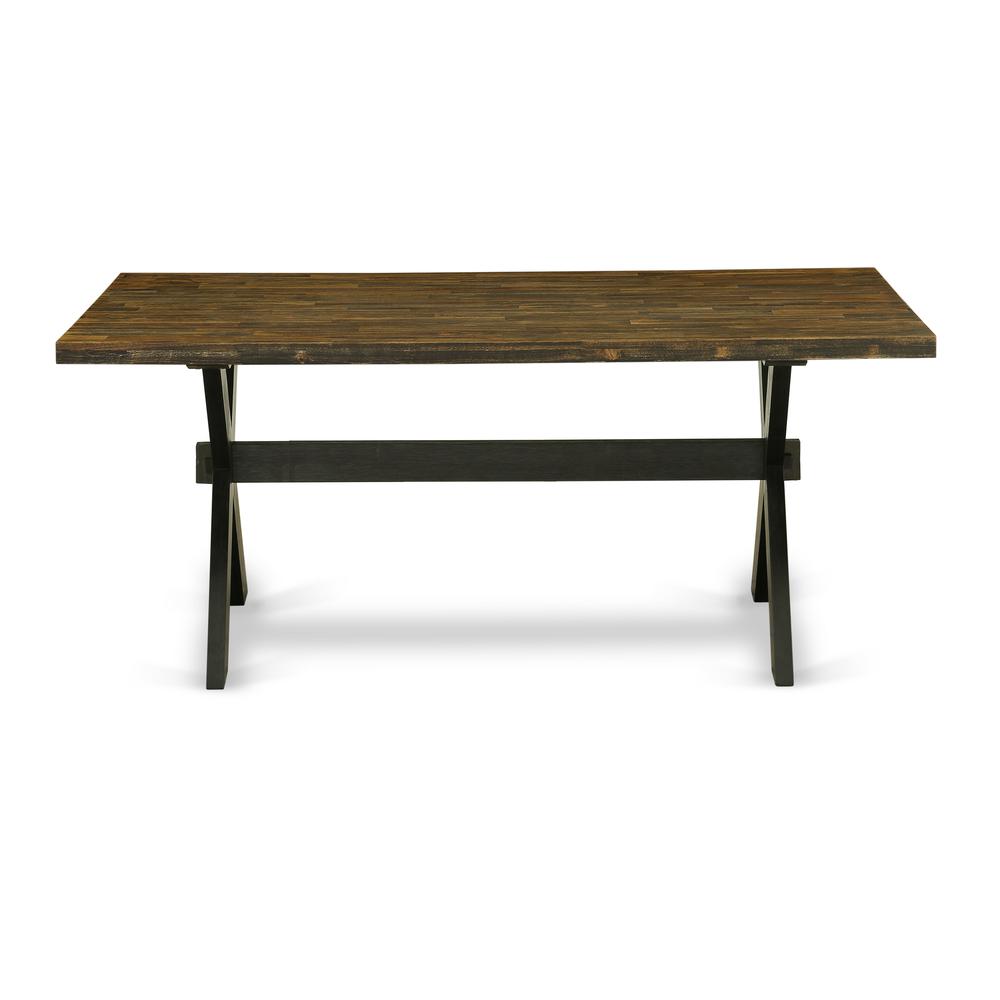 East West Furniture X-Style Dining Room Rectangle Solid Wood Table Top with Stylish Legs, 36x60 Inch, XT676
