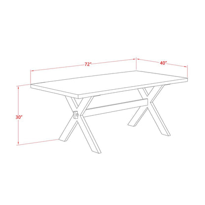 East West Furniture X-Style Kitchen Dining Rectangle Solid Wood Table Top with Stylish Legs, 40x72 Inch, XT697