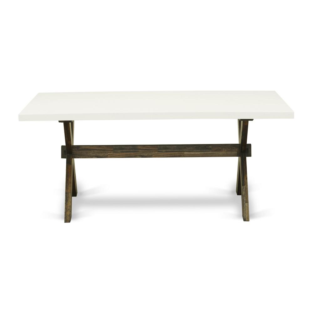 X727MZ716-5 5 Piece Dinner Table Set - A Wooden Dining Table with Trestle Base and 4 Parson Chairs - Distressed Jacobean Finish