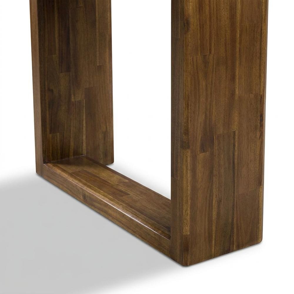 Solid Wood Extendable Rectangular Dining Table with Leaf, Antique Walnut