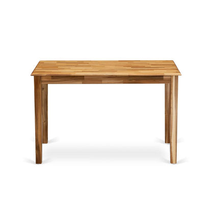 East West Furniture Wooden Dining Table - Natural Rectangular Table Top Surface and Asian Wood Dinner Table 4 Legs - Natural Finish