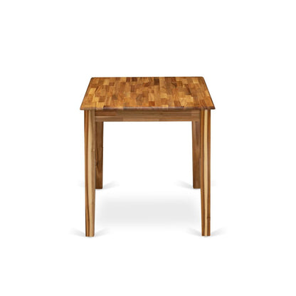 East West Furniture Wooden Dining Table - Natural Rectangular Table Top Surface and Asian Wood Dinner Table 4 Legs - Natural Finish