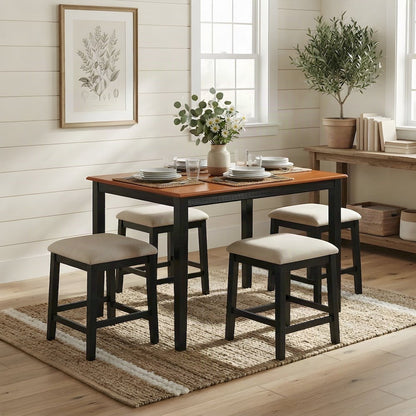 Traditional Solid Wood Rectangular Counter Height Pub and Bar Table