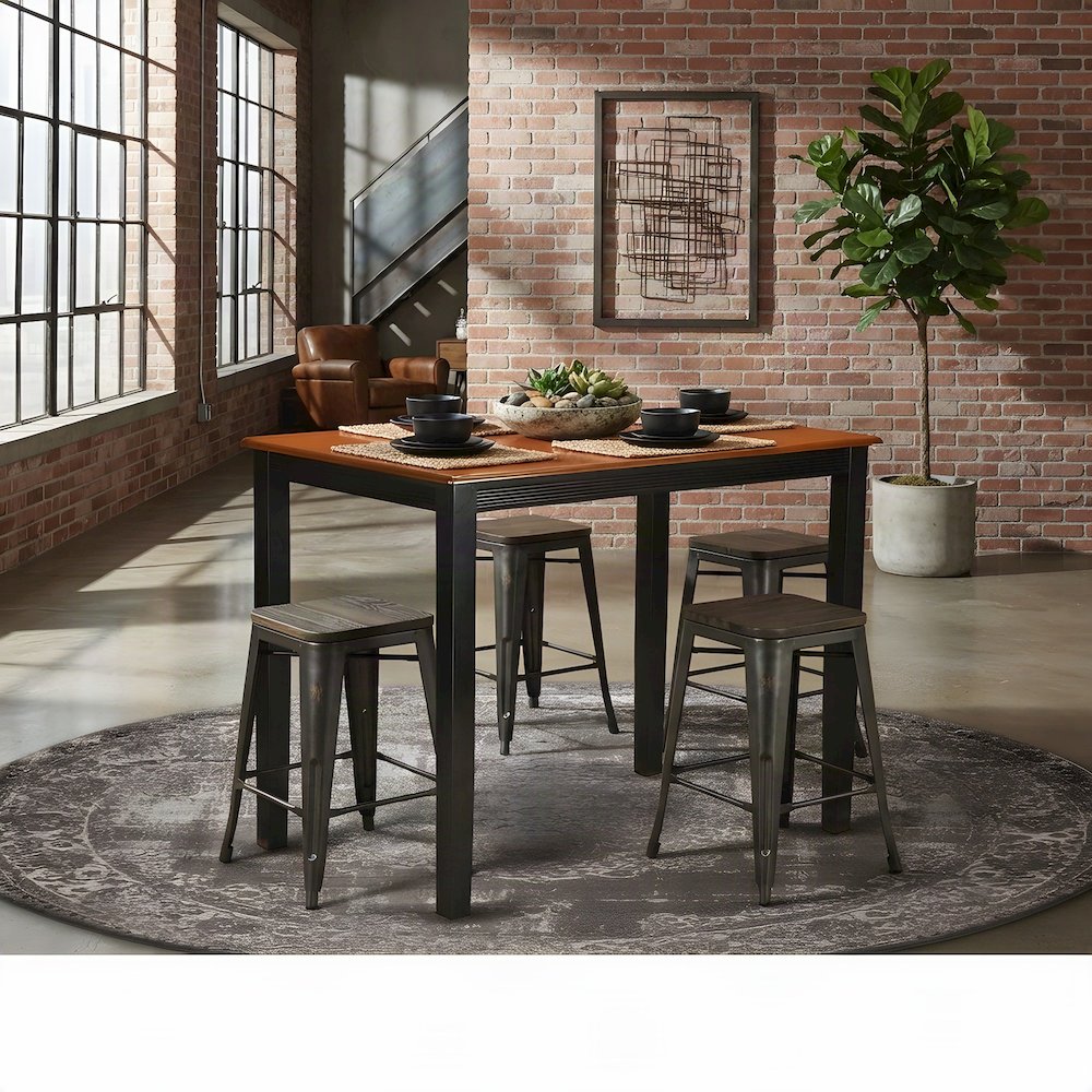 Traditional Solid Wood Rectangular Counter Height Pub and Bar Table