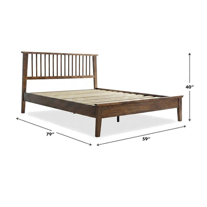 Solid Wood Full Size Platform Bed Frame with Headboard and Footboard, Walnut