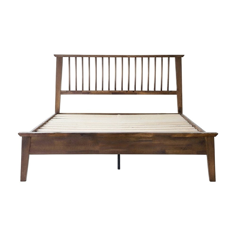 Solid Wood Full Size Platform Bed Frame with Headboard and Footboard, Walnut