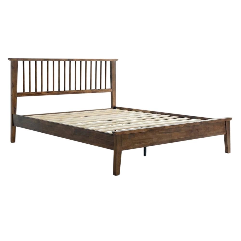 Solid Wood Full Size Platform Bed Frame with Headboard and Footboard, Walnut