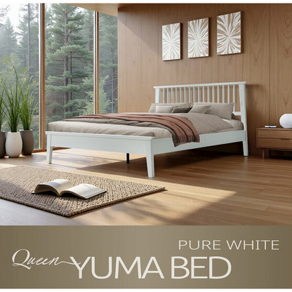 Queen Wooden Platform Bed Frame, Pure White Finish, Morden Style