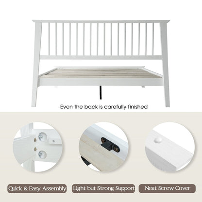 Queen Wooden Platform Bed Frame, Pure White Finish, Morden Style