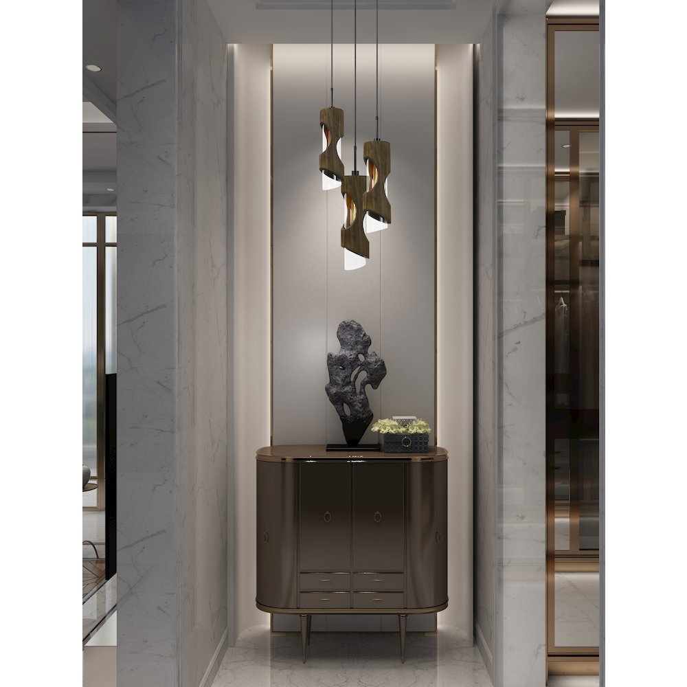 60W X 3 Zamora 3 Light Wood Pendant