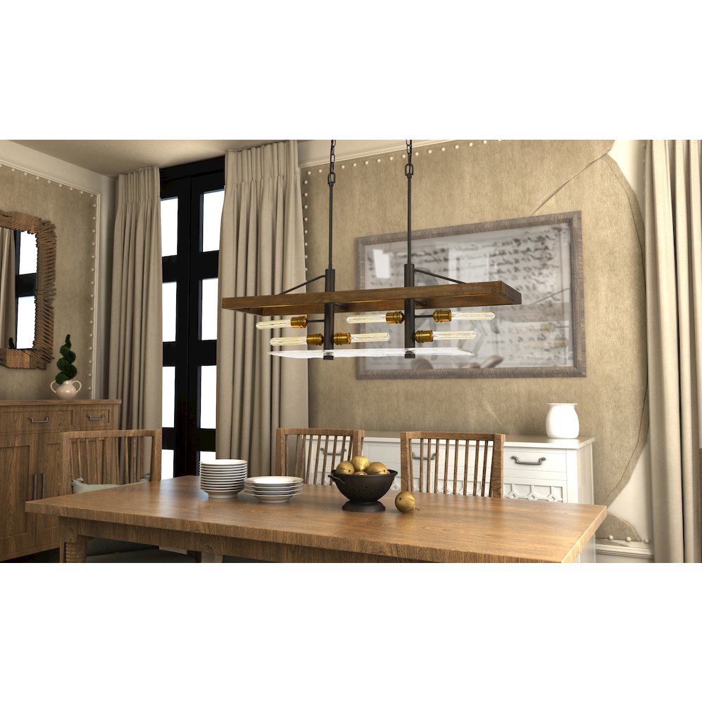 Craiova 60W X 6 Pine Wood Island Chandelier