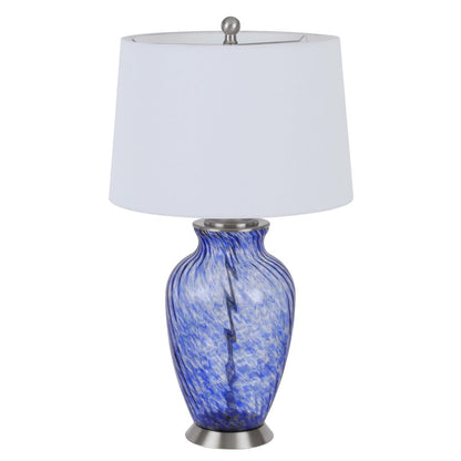 150W 3 Way Ashland Glass Table Lamp With Hardback Taper Drum Fabric Shade
