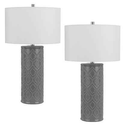 150W 3 Way Castine Ceramic Table Lamp. Priced And Sold As Pairs