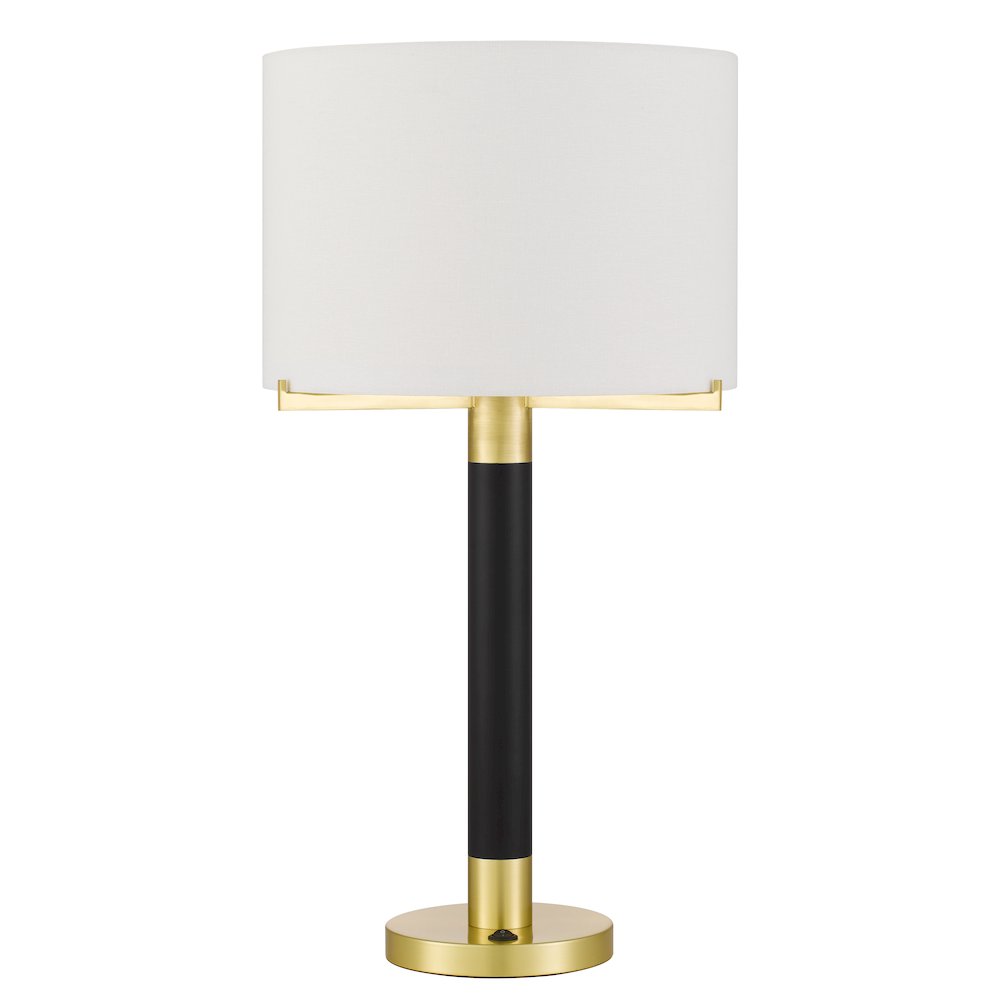 Goldston 100W Metal Table Lamp With Drum Hardback Fabric Shade