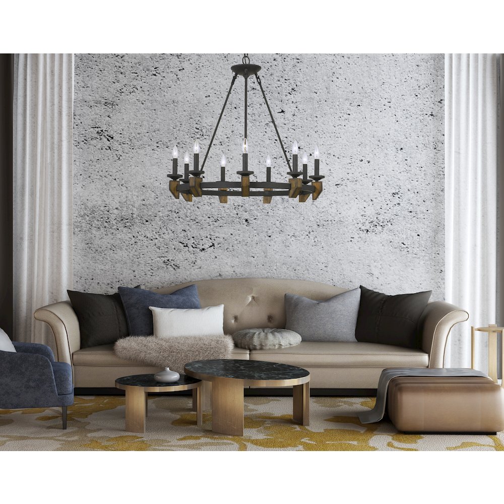 60W X 9 Cruz Metal/Wood Chandelier