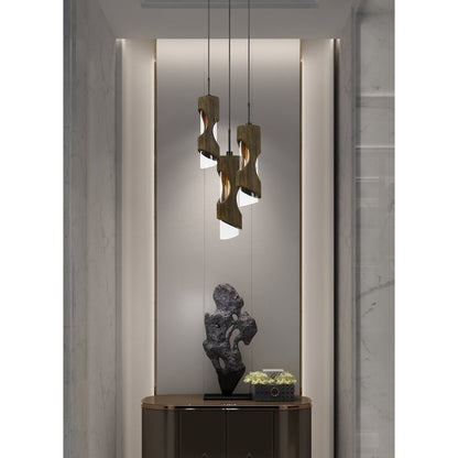 60W X 3 Zamora 3 Light Wood Pendant