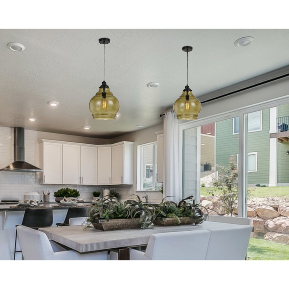 60W Rovigo Rippled Glass Pendant (Edison Bulb Not Included)