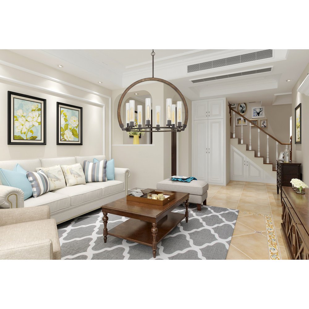 60W X 8 Sulmona Wood/Metal Chandelier