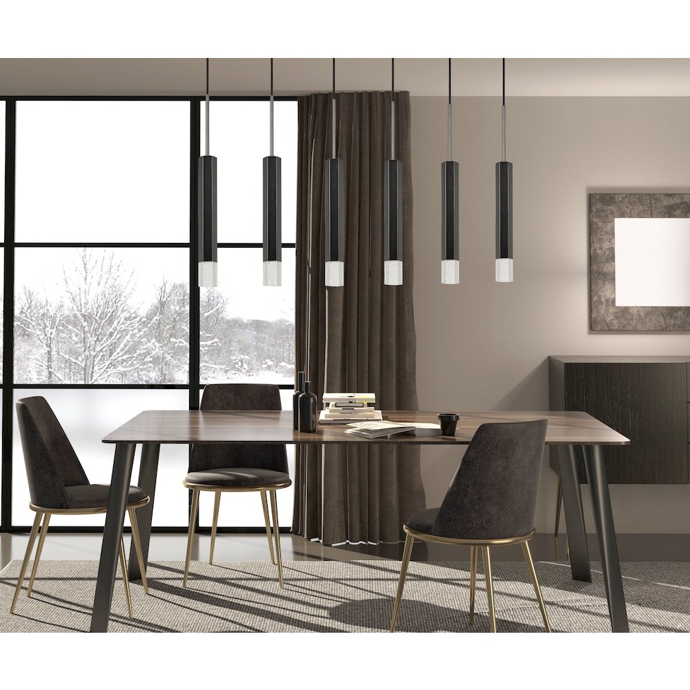 Troy Integrated Led Dimmable Hexagon Aluminum Casted 6 Lights Pendant