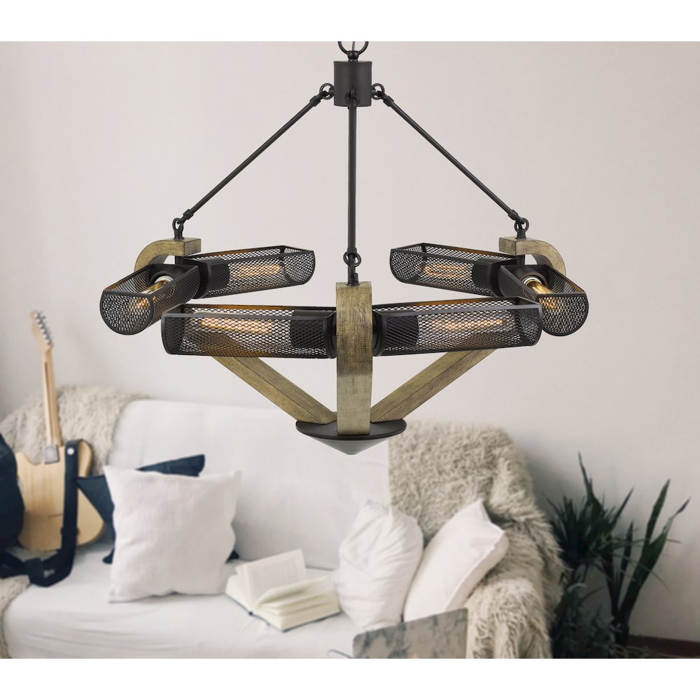 60W X 6 Baden Metal/Wood Chandelier