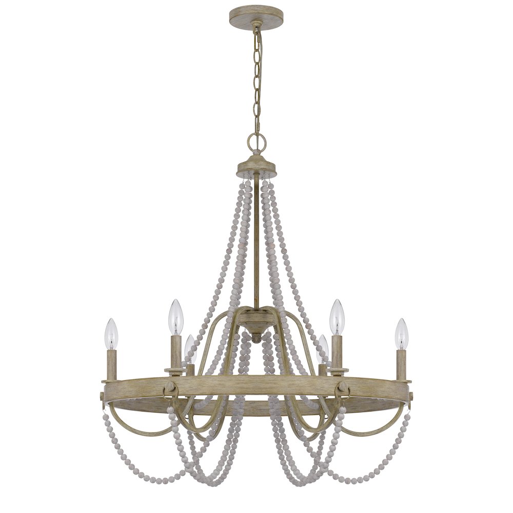 60W X 6 Macon Beaded Metal Chandelier