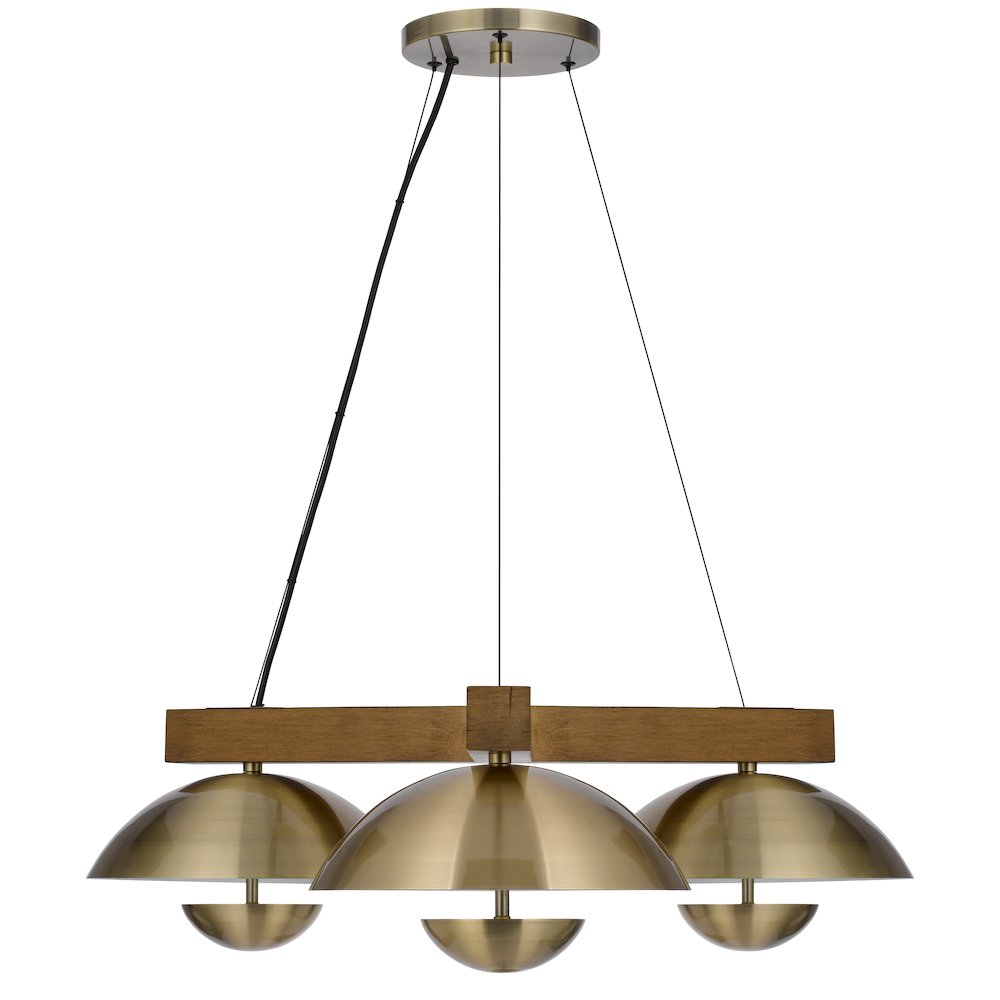 Lakeland 15W X 3 Intergrated Dimmable Led Metal / Birch Wood Pendant Light