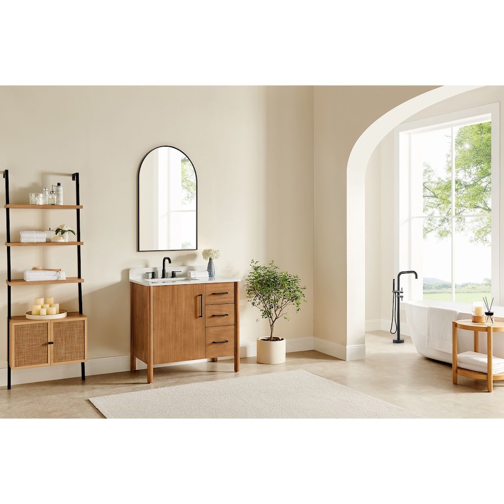 Benoni 24" Classic Domed Bathroom/Vanity Matt Black Aluminum Framed Wall Mirror