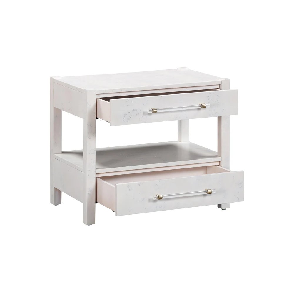 Brandyss White Burl Nightstand