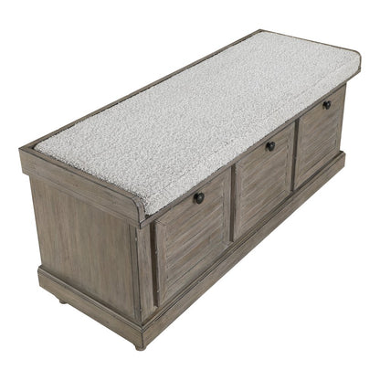 Dover Storage Bench In Goldstone Finish With Salt And Pepper Cushion Asm