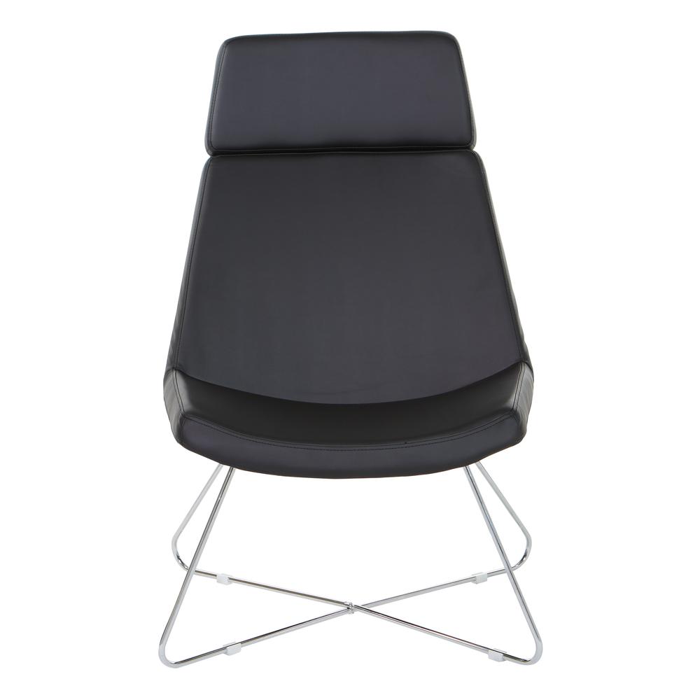 Geena Guest Chair in Dillon Black with Chrome Sled Base, GNA50400-R107