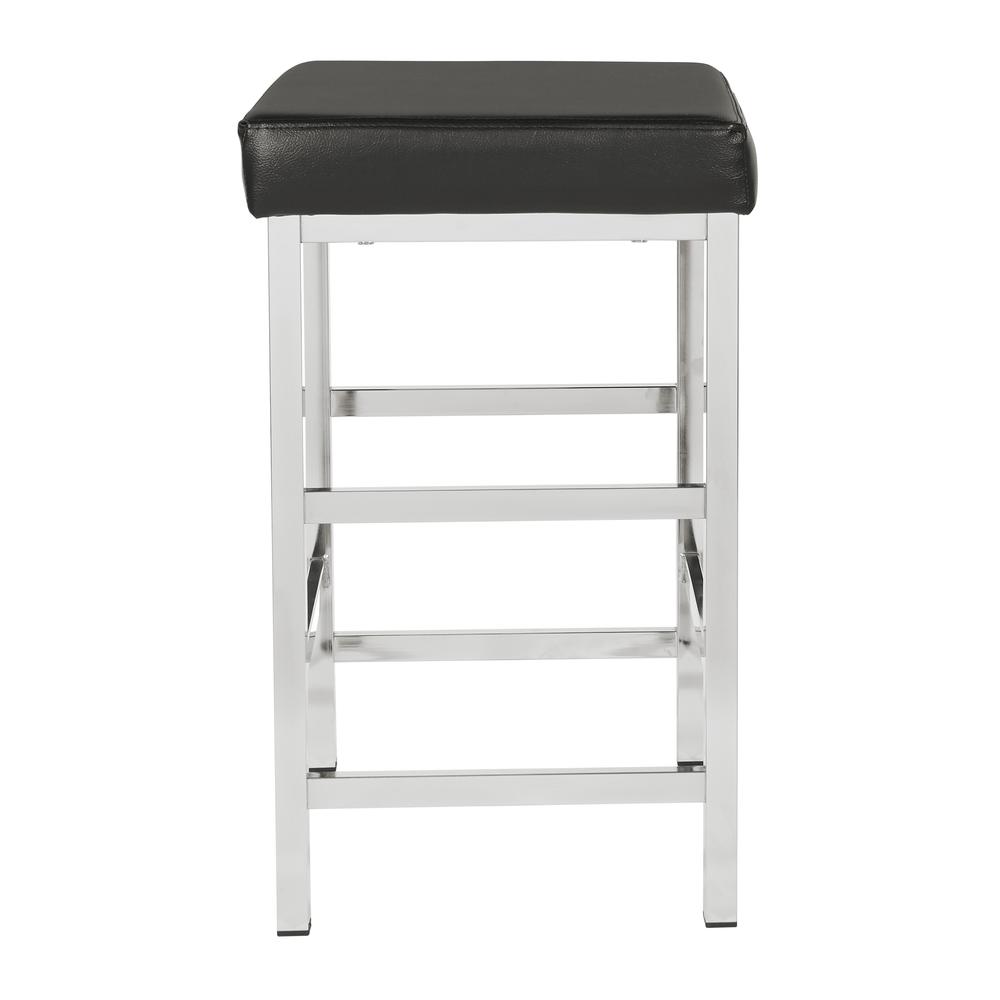 26" Backless Stool in Black Fabric with Polished Chromes Legs, MET1326C-BK