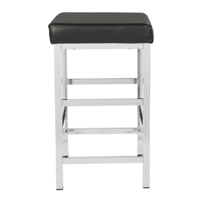 26" Backless Stool in Black Fabric with Polished Chromes Legs, MET1326C-BK