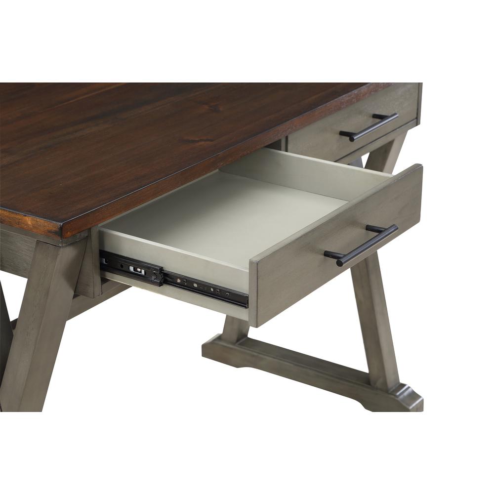 Jericho Rustic Writing Desk w/ Drawers in Slate Grey Finish