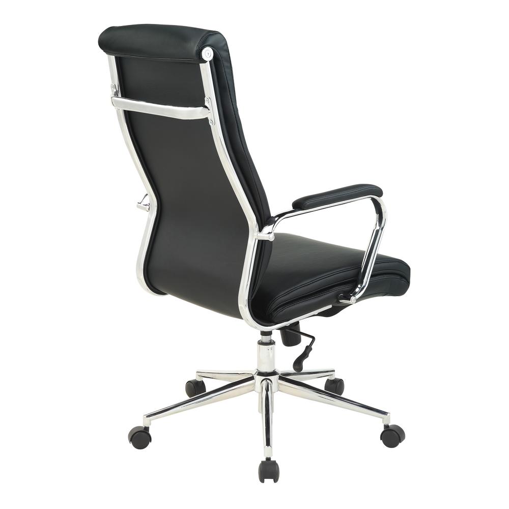 High Back Manager's Chair with Dillon Black Antimicrobial Fabric and Chrome Base