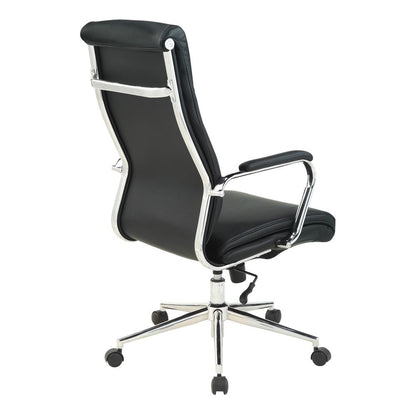 High Back Manager's Chair with Dillon Black Antimicrobial Fabric and Chrome Base