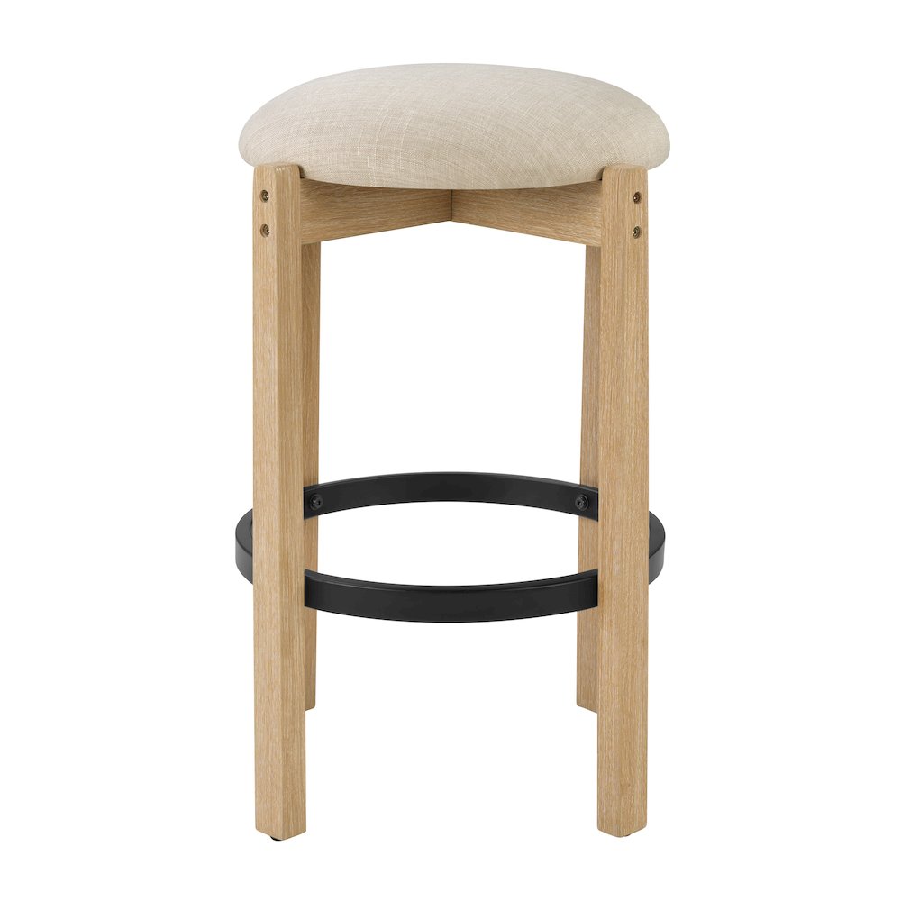 Melissa 26" Counter Stools 2-Pack With Cream Fabric Seat and Natural Finish Wood