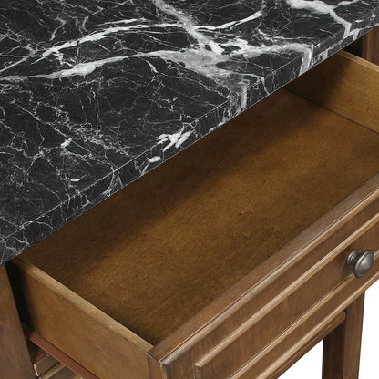 Fairmont Kitchen Cart With Faux Marble Top and Oak Finish Wood
