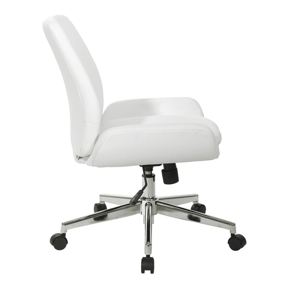 White Faux Leather Chair with Chrome Finish Base, FL61903C-U11