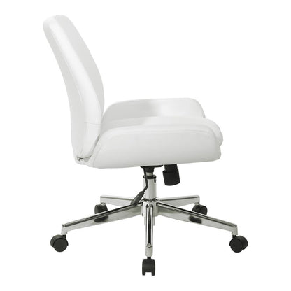 White Faux Leather Chair with Chrome Finish Base, FL61903C-U11